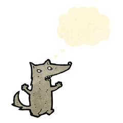 cartoon wolf with thought bubble