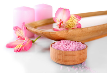 Beautiful composition of spa treatment, isolated on white