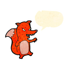 retro cartoon fox with speech bubble