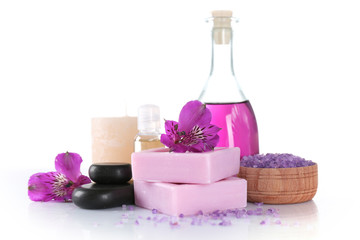 Beautiful composition of spa treatment, isolated on white