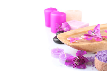 Beautiful composition of spa treatment, isolated on white