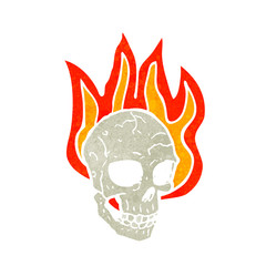 cartoon flaming skull