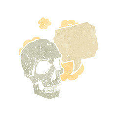 cartoon spooky skull with speech bubble