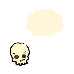 cartoon skull with thought bubble