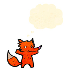 cartoon fox with thought bubble