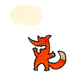 cartoon fox with thought bubble