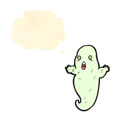 cartoon spooky ghost with thought bubble