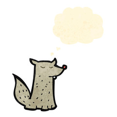 cartoon little wolf with thought bubble