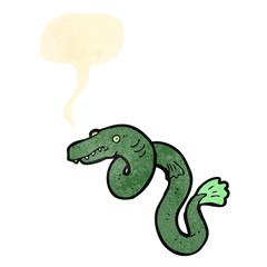 retro cartoon eel with speech bubble