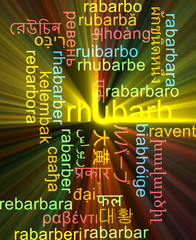 Rhubarb multilanguage wordcloud background concept glowing