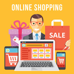 Online shopping flat illustration concept
