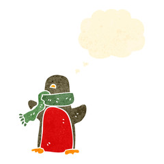 retro cartoon christmas robin