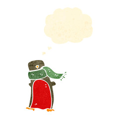 retro cartoon christmas robin