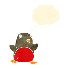 retro cartoon christmas robin