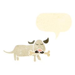 cartoon dog with bone