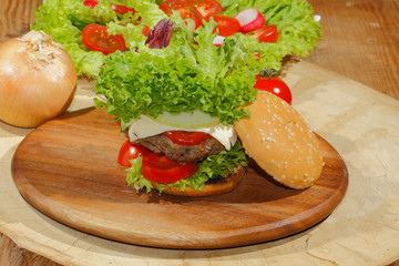 Hamburger, Fast food, Burger, Hacksteak, Salat, Tomaten, Käse, G