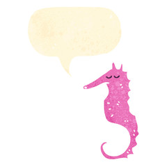 sea horse retro cartoon