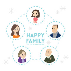 Fototapeta premium big happy family portrait cartoon illustration