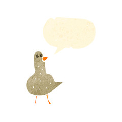 retro cartoon bird with speech bubble