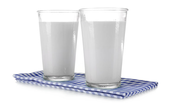 Glasses of milk, isolated on white