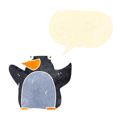 funny retro cartoon penguin
