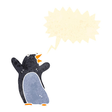 funny retro cartoon penguin