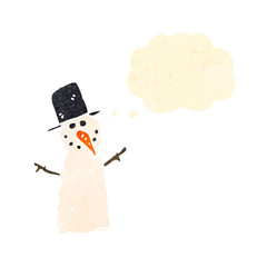 retro cartoon snowman