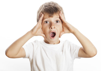 young pretty boy wondering face isolated gesture