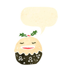 retro cartoon christmas pudding