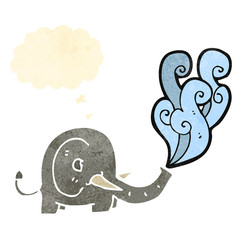 retro cartoon elephant with thought bubble
