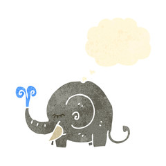 retro cartoon elephant with thought bubble
