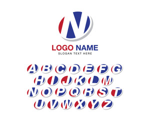 logo set elips letter alphabet red blue gray