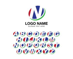 logo set elips letter alphabet red blue green