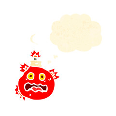 Fototapeta premium retro cartoon bomb with thought bubble