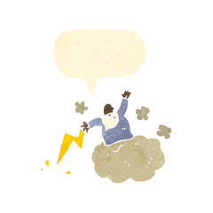 retro cartoon god on cloud