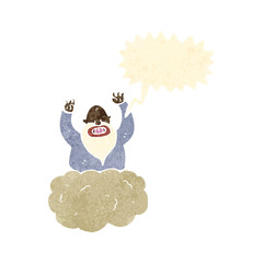 retro cartoon god on cloud