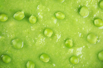 Tasty peas soup close up