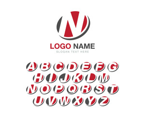 logo set elips letter alphabet red dark gray