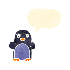 retro cartoon penguin