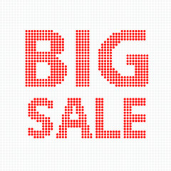 Red letters of BIG SALE on white background
