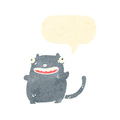 funny retro cartoon cat with speech bubble