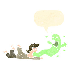 man possessed by ghost retro cartoon