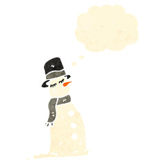 retro cartoon snowman