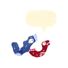 retro cartoon socks with speech bubble