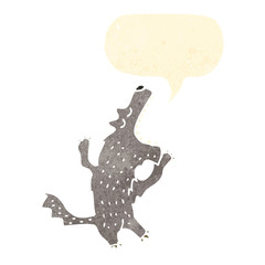 retro talking wolf cartoon