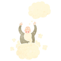 retro cartoon god on cloud