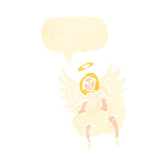 retro cartoon angel on cloud