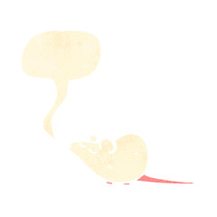 retro cartoon mouse with speech bubble