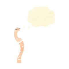 cartoon worm with thought bubble