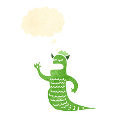 retro cartoon swamp monster